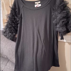 Black Short Sleeve Ruffle Top 2xl